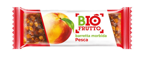 BioFrutto barretta alla Pesca morbida con Frutta Bio 30g per una merenda/fuoripasto/energybar senza controindicazioni, assolutamente sana e naturale.