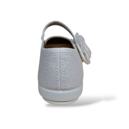 Ballerine bambina VUL-LADI bianco velcro fiore pizzo cerimonia eleganti