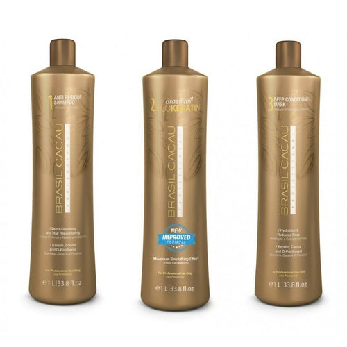 Cadiveu brasil cacau brazilian ecokeratin composto da: anti residue shampoo 1000 ml + eco keratin 1000 ml + deep conditioner mask 1000 ml
