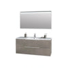 Mobile Bagno 120cm Sospeso Con Quattro Cassetti Lavabo Doppia Vasca Specchio E Doppia Lampada - Avana Pietra - Mobile