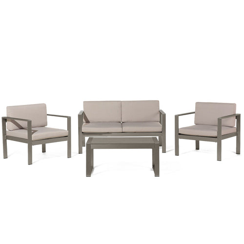 Salottino moderno per esterno Ibiza in alluminio con cuscini da giardino e veranda