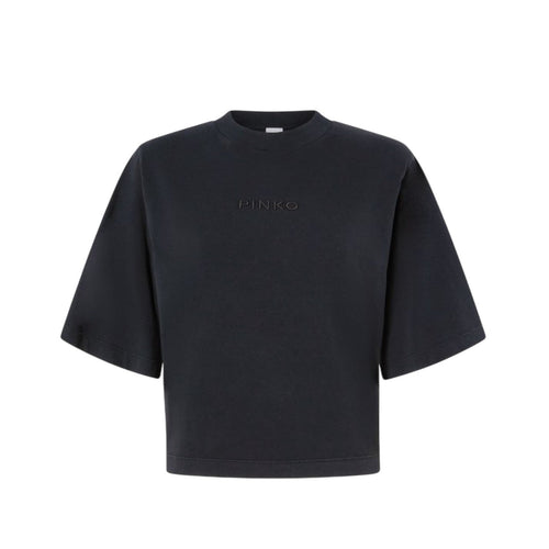 Pinko t-shirt donna pinko - miamey t-shirt jersey ricamo - nero da donna