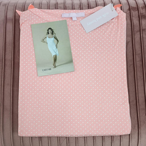 Canotta Milk And Honey “Be Kind” da donna, fantasia a pois, in 100% cotone pettinato, morbida al tatto e prodotta in Italia.