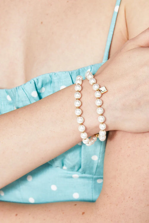 NALÌ | Bracciale two-rows perle bianche