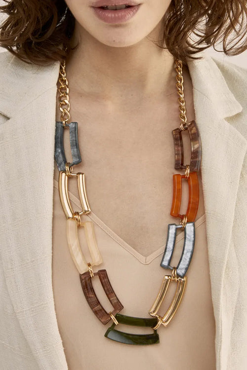 NALÌ | Collana lunga Ely in resina arancio mix
