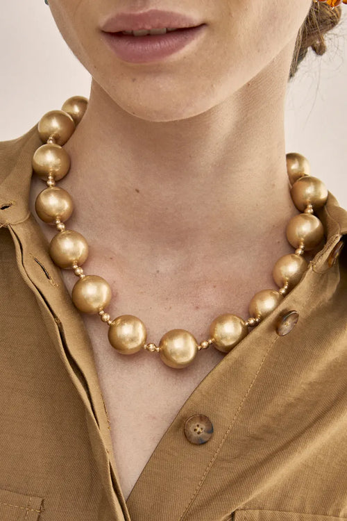NALÌ | Collana girocollo girocollo sfere oro anticato