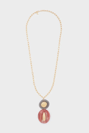 NALÌ | Collana Lana lunga resina grigio/rosa