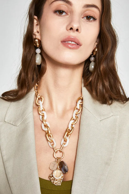 NALÌ | Collana mix pendenti resina oro anticato