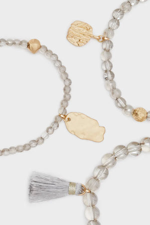NALÌ | Set bracciali elastici perle oro/grigio