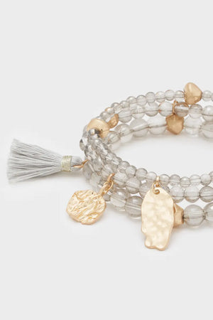 NALÌ | Set bracciali elastici perle oro/grigio
