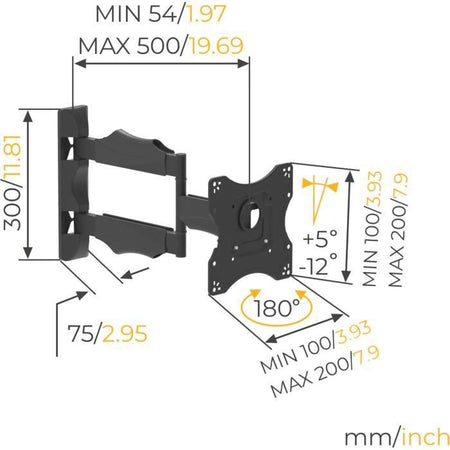 Supporto a parete girevole e inclinabile NANOOK per TV da 19-43 pollici - Supporto a parete per TV LCD, LED, QLED e OLED