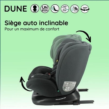 Seggiolino auto Isofix NANIA DUNE 40-150 cm R129  da 0 a 10 anni  Fronte strada 40-105 cm  Poggiatesta regolabile  Reclinabile  Girevole