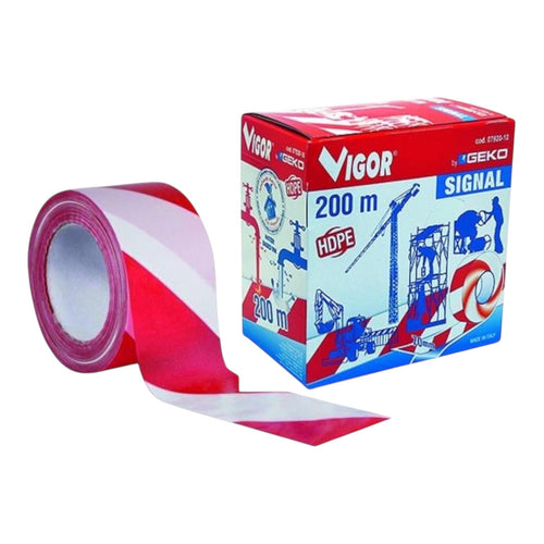 Nastro Segnaletico Geko Bianco-Rosso mt 200 h 70 mm Vigor