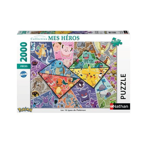Nathan-POKEMON-Puzzle 2000 pezzi - I 16 tipi di Pokémon-4005556873142-Dai 14 anni in su