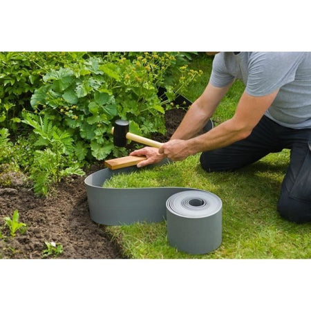 Bordo giardino NATURE - Polietilene - Spessore 3 mm - Grigio - H7,5 cm x 10 m