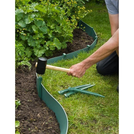 NATURA Bustina da 10 ancore per bordo giardino in polipropilene - H 26,7 x 1,9 x 1,8 cm - Verde