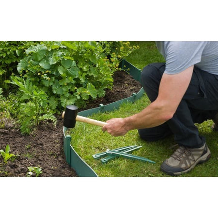 NATURA Bustina da 10 ancore per bordo giardino in polipropilene - H 26,7 x 1,9 x 1,8 cm - Verde
