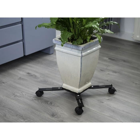 Mensola a rullo NATURE per piante allungabili - Metallo nero - H6 x 34/51 x 34/51 cm