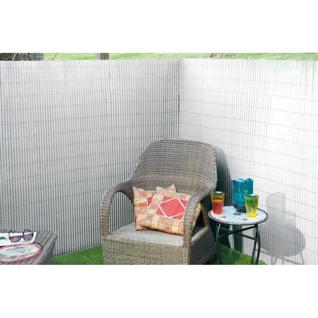 Biombo de caa de PVC de doble cara - NATURE - 1 x 3 m - 1600 g/m - Opaco 4/5 - Anti-UV - Blanco