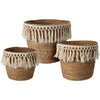 Set 3 cestini porta oggetti Macramè in fibra naturale vasi decorativi