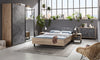 Letto moderno matrimoniale Lafabrica struttura in legno rovere e nero con spalliera