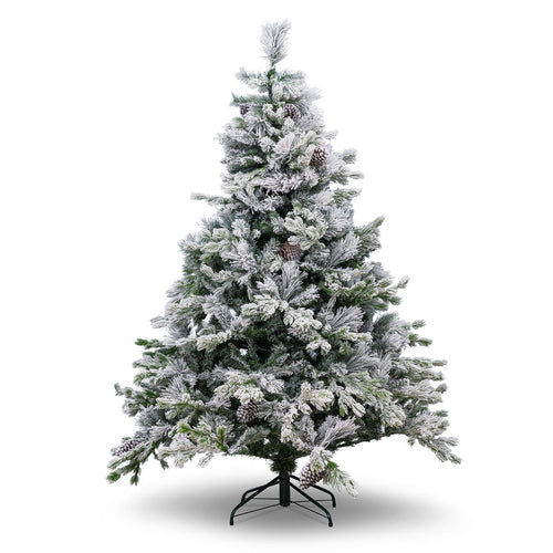 Albero di natale innevato con Pigne Nebraska in PP Effetto Aghi di Pino + PE Effetto Real Touch + Flock