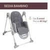 CHICCO Polly Armonia Seggiolone Evolutivo Pappa per Bambini da 0 Mesi a 40 kg, Seggiolone Reclinabile a Sdraietta con Altezza e Poggiapiedi Regolabili, 4 Ruote, Chiusura Compatta, grigio scuro, colore CARRARA
