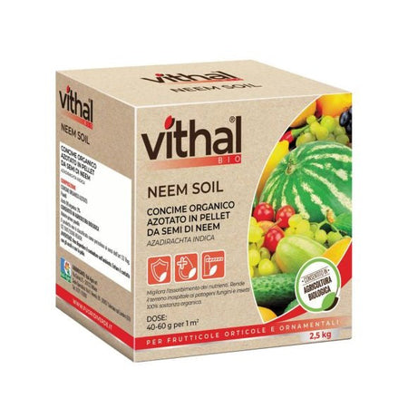 Neem Soil Kg.2,5 Concime Organico Azotato in Pellet da Semi di Neem Vithal