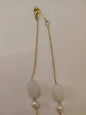Collana oro, perle, agata bianca e avventurina Leaderline
