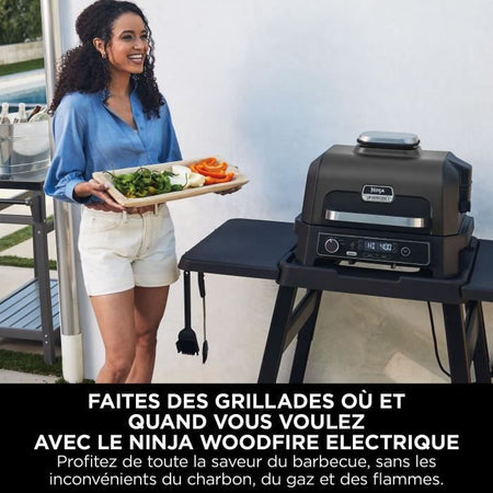 Barbecue elettrico e affumicatore con termometro - NINJA - Woodfire Pro XL - OG850EU - Barbecue da esterno e friggitrice ad aria