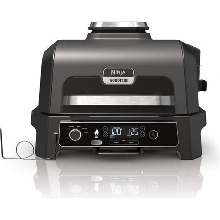 Barbecue elettrico e affumicatore con termometro - NINJA - Woodfire Pro XL - OG850EU - Barbecue da esterno e friggitrice ad aria