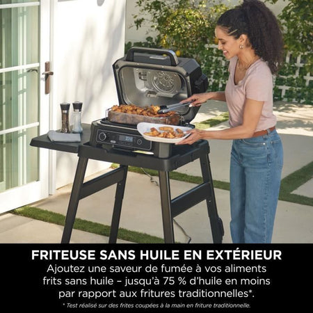 Barbecue elettrico e affumicatore con termometro - NINJA - Woodfire Pro XL - OG850EU - Barbecue da esterno e friggitrice ad aria
