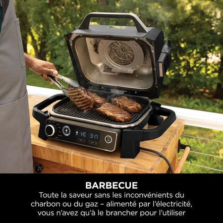 Barbecue elettrico e affumicatore NINJA - Woodfire - OG701EU - Grill, affumicatore e friggitrice ad aria - Antiaderente - Grigio e nero