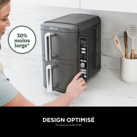 Friggitrice senza olio NINJA Foodi - Double Stack SL400EU - 9,5 L - 2 cassetti cottura indipendenti - 6 modalità di cottura - 2470W