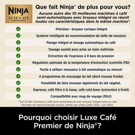 Cafetera - NINJA - ES601EU Luxe Premier - 1650 W - 2 Litros - Acero inoxidable