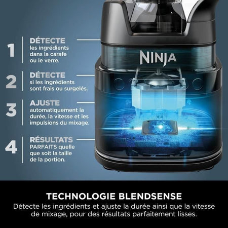 Frullatore Ninja Detect Power Blender Pro 1200W - 2 in 1 - 2L - 15 modalità - 10 velocità - Nero