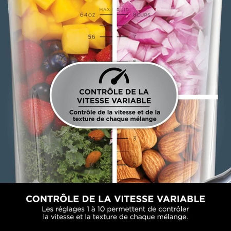 Frullatore Ninja Detect Power Blender Pro 1200W - 2 in 1 - 2L - 15 modalità - 10 velocità - Nero