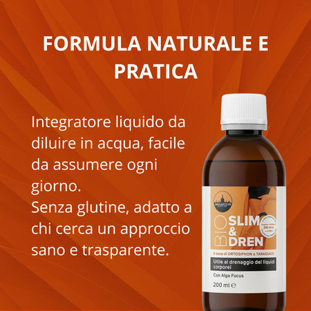 Bio Slim & Dren 400ml – Elisir Drenante ai Tre Estratti – Formula Vegetale Concentrata per Leggerezza e Detox – Senza Glutine