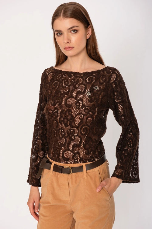 NO-NA' | Maglia in pizzo con spille