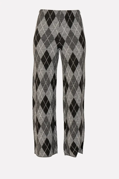 NO-NA' | Pantalone in maglia fantasia rombi