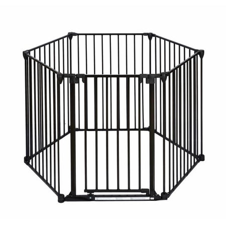 Barriera tagliafuoco per camino o stufa a legna a 6 lati - 360 cm - Nero - NORDLINGER PRO