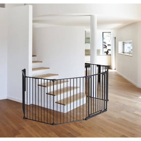 Barriera tagliafuoco per camino o stufa a legna a 6 lati - 360 cm - Nero - NORDLINGER PRO