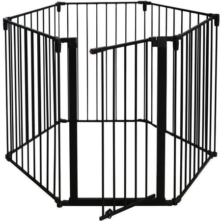 Barriera tagliafuoco per camino o stufa a legna a 6 lati - 360 cm - Nero - NORDLINGER PRO