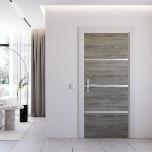 Kit de renovación de puertas - NORDLINGER PRO - 4 hojas 85 x 50 cm y 3 perfiles 85 x 2 cm - Roble Greige