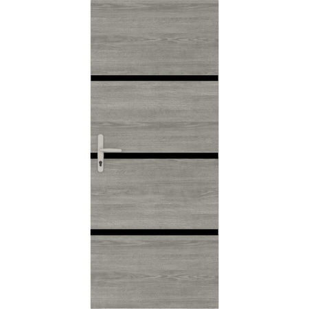 Kit de renovación de puertas - NORDLINGER PRO - 4 hojas 85 x 50 cm y 3 perfiles negros 85 x 2 cm - Roble Greige