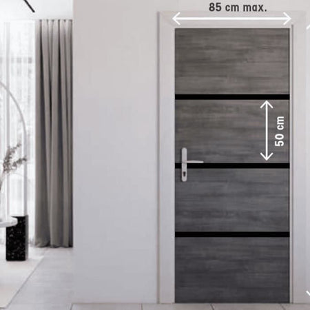 Kit de Renovación para Puerta Interior - NORDLINGER PRO - 4 Hojas 85 x 50 cm y 3 Perfiles Negros 85 x 2 cm - Gris gata