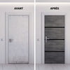Kit de Renovación para Puerta Interior - NORDLINGER PRO - 4 Hojas 85 x 50 cm y 3 Perfiles Negros 85 x 2 cm - Gris gata