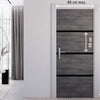 Kit de Renovación para Puerta Interior - NORDLINGER PRO - 4 Hojas 85 x 50 cm y 3 Perfiles Negros 85 x 2 cm - Gris gata