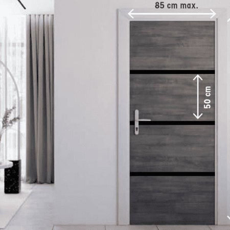 Kit de Renovación para Puerta Interior - NORDLINGER PRO - 4 Hojas 85 x 50 cm y 3 Perfiles Negros 85 x 2 cm - Gris gata