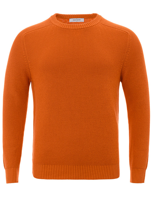 Gran Sasso Maglia Girocollo in Cotone Arancione da uomo